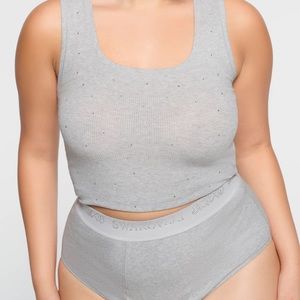 Swarovski x Skims Cotton Rib Tank - XXS, XS, S, M - Light Heather Grey - NWT